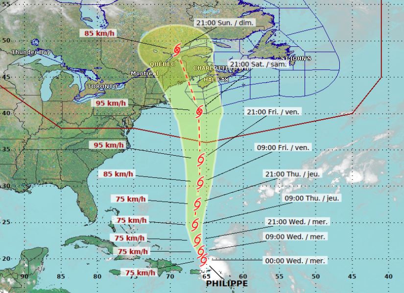 Canadian Hurricane Centre monitoring the approach of Tropical Storm 