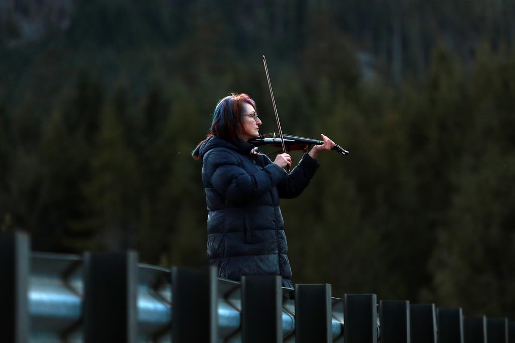B.C. woman tries to coax trapped killer calf out of tidal lagoon with her violin
