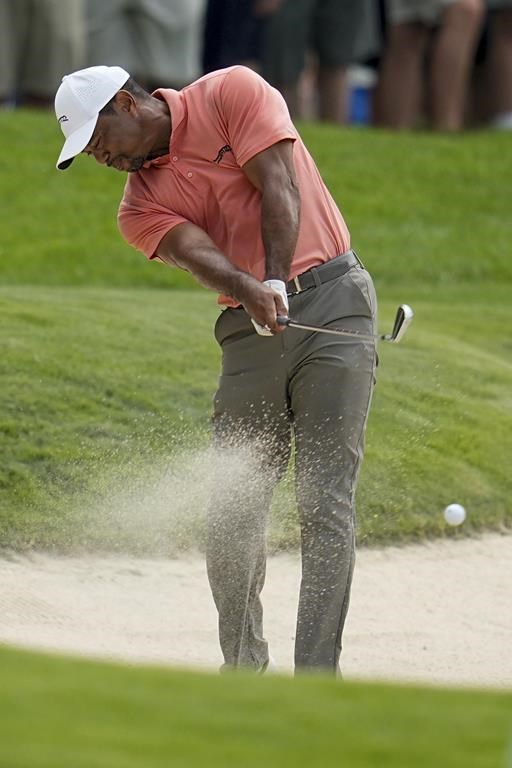 A pair of late 3-putts sent Tiger Woods to a sluggish 1-over start at the PGA Championship