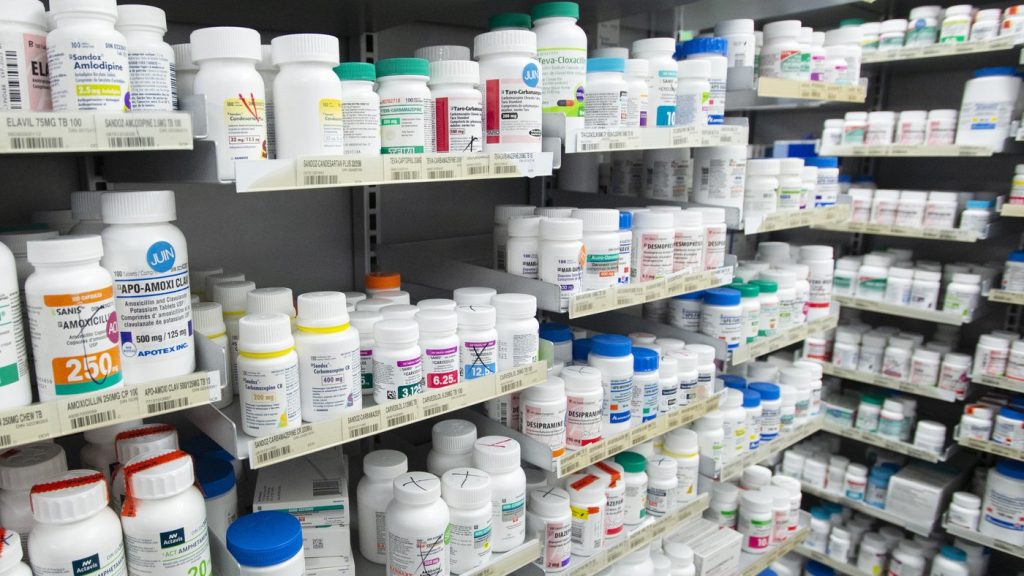 Prescription drugs / medication on shelves