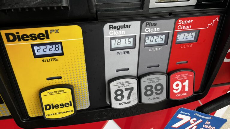 Diesel prices are seen at a gas station in Toronto on April 3, 2026. CITYNEWS/Joe Lotocki