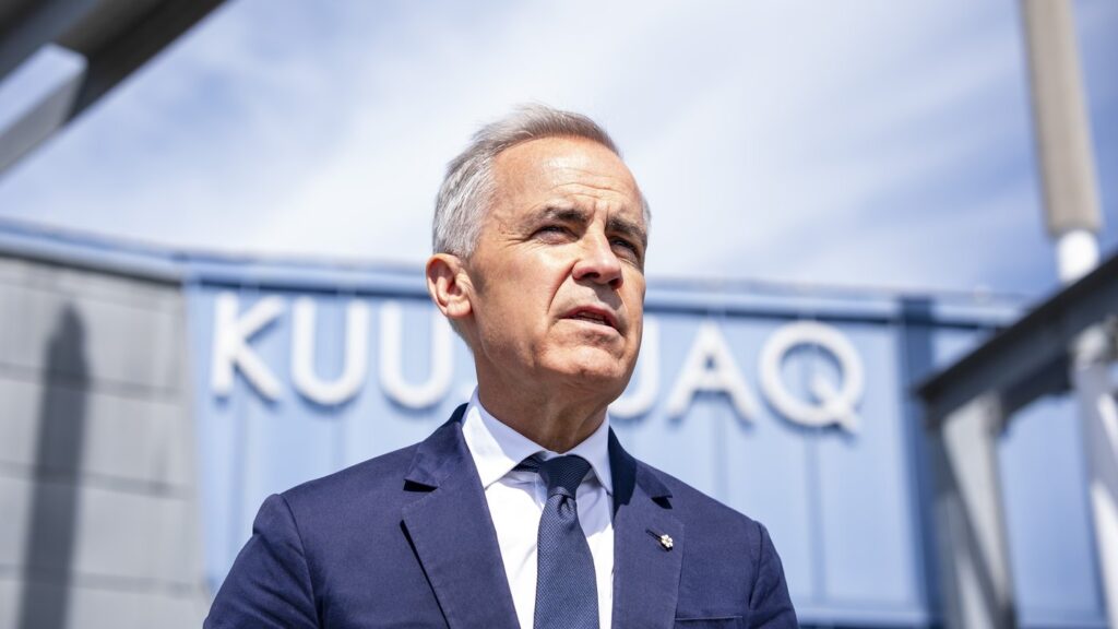 Prime Minister Mark Carney takes part in a press conference ahead of an Inuit-Crown Partnership Committee meeting in Kuujjuaq, Nunavik, Que., on Tuesday, June 30, 2026. THE CANADIAN PRESS/Christopher Katsarov