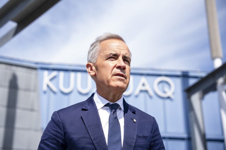 Prime Minister Mark Carney takes part in a press conference ahead of an Inuit-Crown Partnership Committee meeting in Kuujjuaq, Nunavik, Que., on Tuesday, June 30, 2026. THE CANADIAN PRESS/Christopher Katsarov